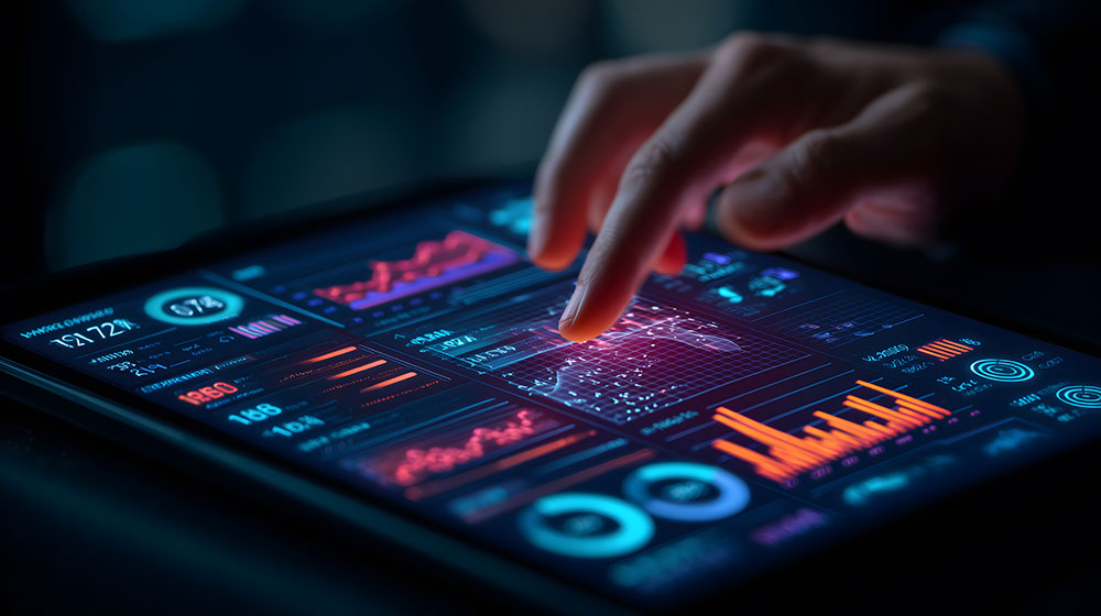 Illustration d'une tablette avec tableau de bord, enrichi par un humain