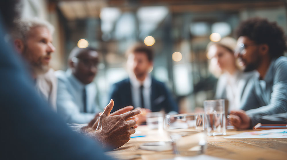 Des hommes et des femmes sont en réunion